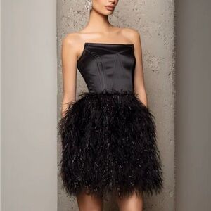 Michael Costello Ostrich Feather Dress